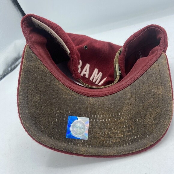 Alabama Crimson Tide Strapback Hat 100% Wool Leather Strap Red Zephyr - Picture 3 of 5